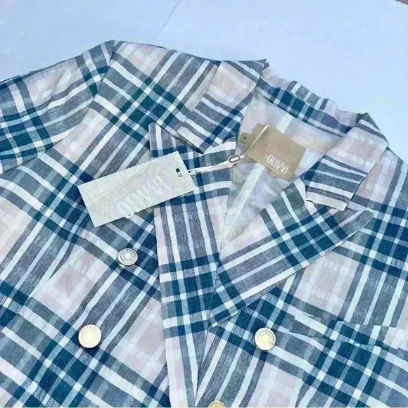 OLIVVI New Fitted Plaid Blazer Jacket NWT Blue & Cream - Picture 10 of 16